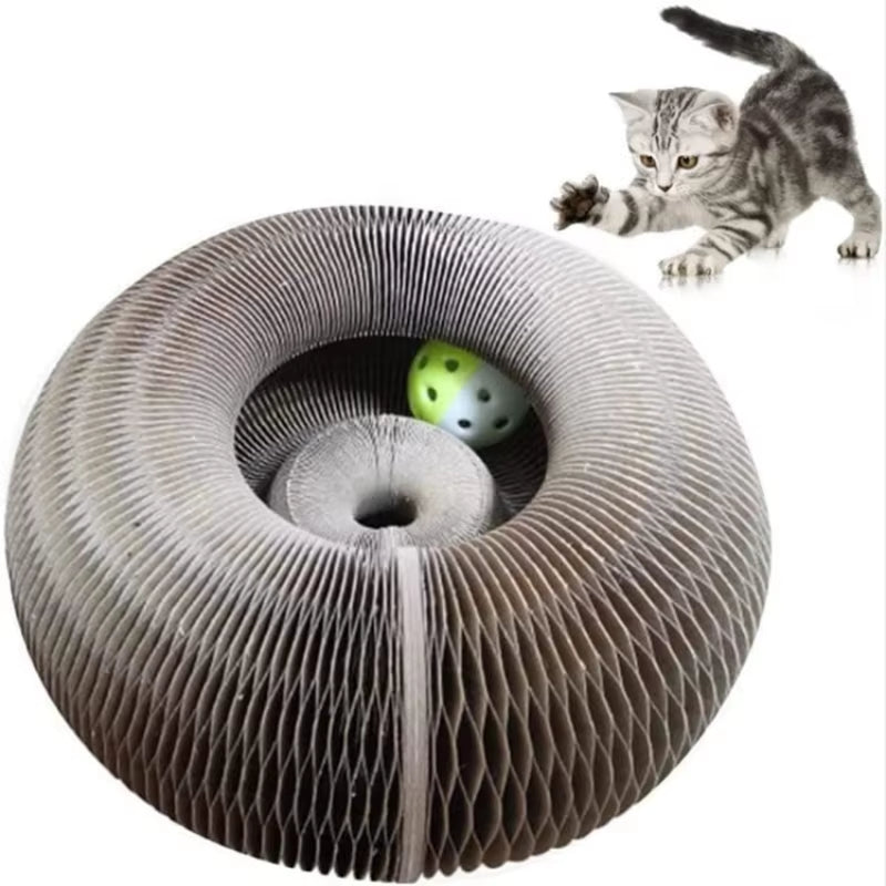 Magic Organ Cat Scratching Board-With a Toy Bell, Interactive Scratcher Cat Toy, Cat Grinding Claw Scratching Board, Foldable