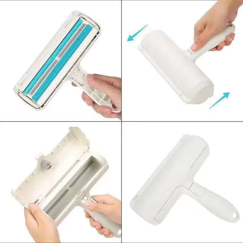 Pet Hair Roller Reusable Plastic Fur Roller Self-Cleaning Cotton Wool Removal Comb Epilator Fleece Cleaning Brush Pet Dog Cat