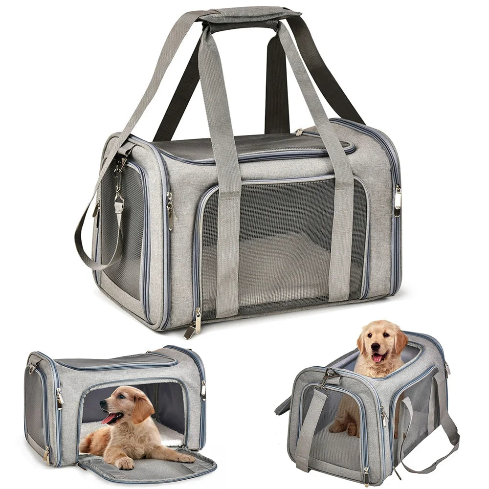 Dog Carrier Bag Soft Side Backpack Cat Pet Carriers Dog Travel Bags Airline Approved Transport for Small Dogs Cats Outgoing